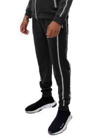 Mens Active Wear Running Track Pant Joggers (Color: Black, size: 3XL)