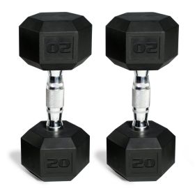20lb Coated Rubber Hex Dumbbell, Pair (Color: Black 20lb pair)
